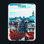 Imán Vista de paisajes urbanos de Zagreb<br><div class="desc">Impresionante IMAGEN DE Fotos mostrando una vista panorámica de Zagreb,  la capital de Croacia,  con sus edificios y monumentos. Es un gran recuerdo y una idea de regalo para todos los turistas.</div>