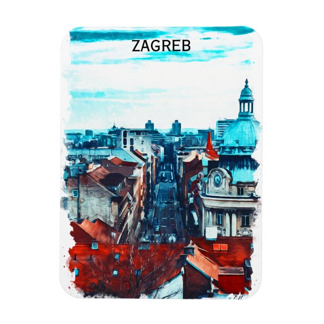Imán Vista de paisajes urbanos de Zagreb (Vertical)