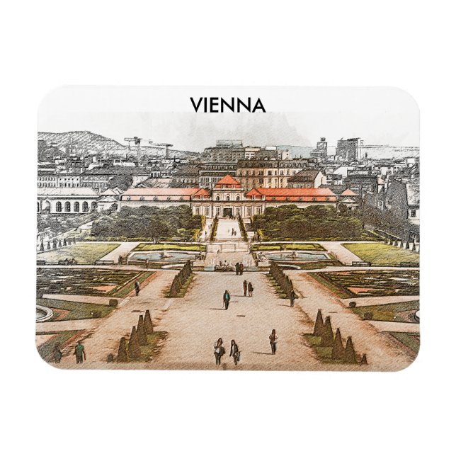 Imán Vista de Panorama Histórico de Viena Austria (Horizontal)