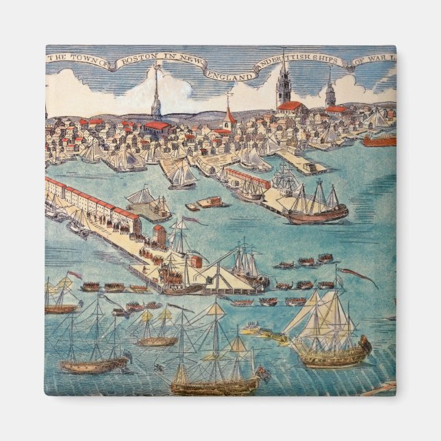 Imán Vista de parte de la ciudad de Boston (Frente)
