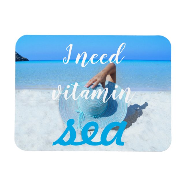 Imán Vista de playa // Necesito el Mar de Vitamina (Horizontal)