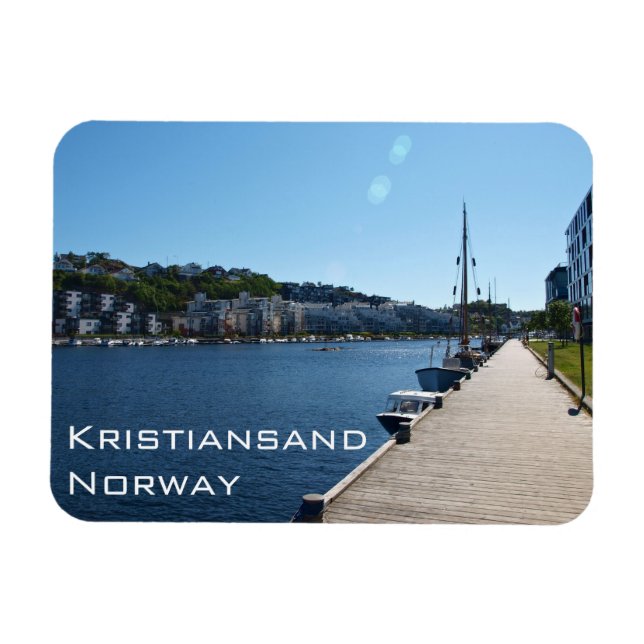 Imán Vista De Riverside En Kristiansand, Noruega (Horizontal)