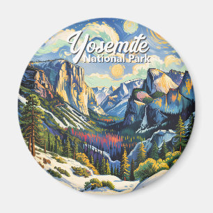 Imán Vista de túnel de las montañas de Yosemite Inviern