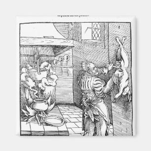 Imán Vista de una cocina del siglo XVI con cocinero