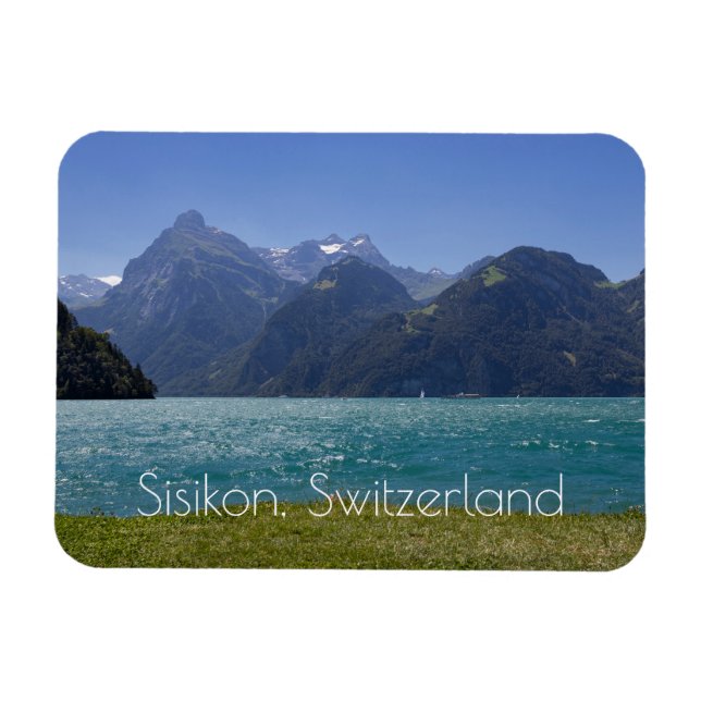 Imán Vista de verano de Urnersee, Suiza (Horizontal)