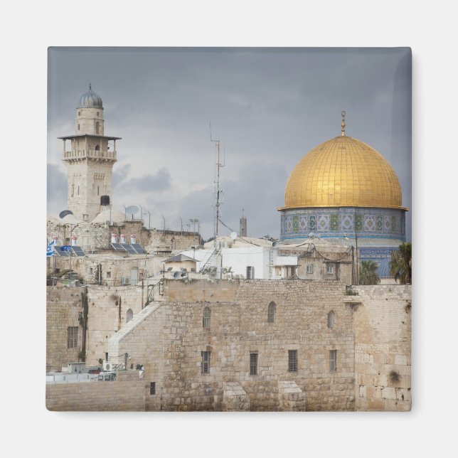 Imán Vista de Western Wall Plaza, tarde por la tarde (Frente)