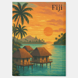 Imán Vista del atardecer de los Bungalows oceánicos tro