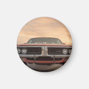 Imán Vista del atardecer del coche clásico de época