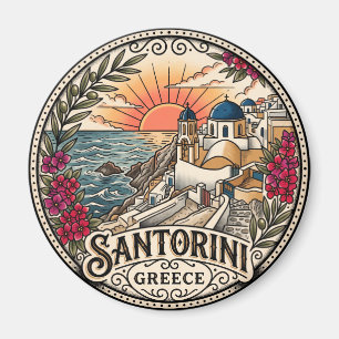 Imán Vista del atardecer Santorini Grecia