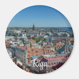 Imán Vista del casco antiguo de Riga desde arriba