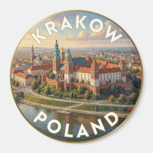 Imán Vista del castillo de Wawel de Cracovia río Vístul