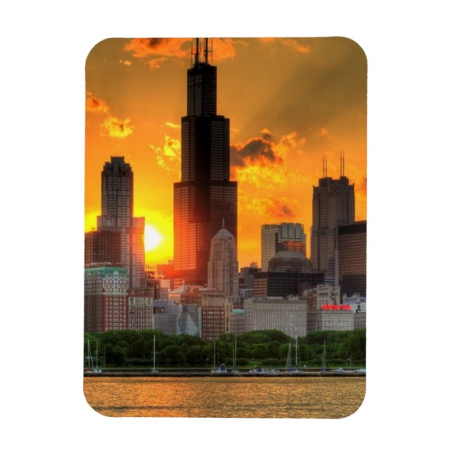 Imán Vista del horizonte de Chicago desde Adler (Vertical)