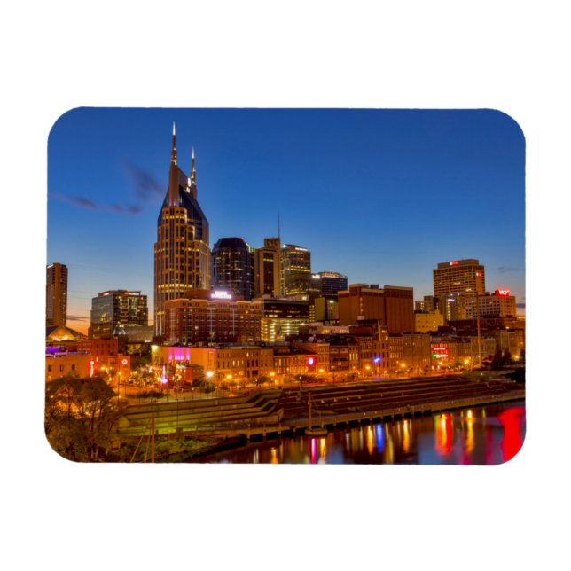 Imán Vista del horizonte de la ciudad al atardecer (Horizontal)