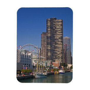 Imán Vista del muelle naval de Chicago