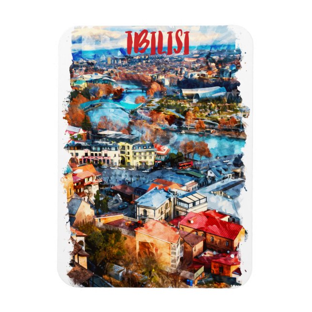Imán Vista del paisaje urbano de Tiflis Georgia (Vertical)