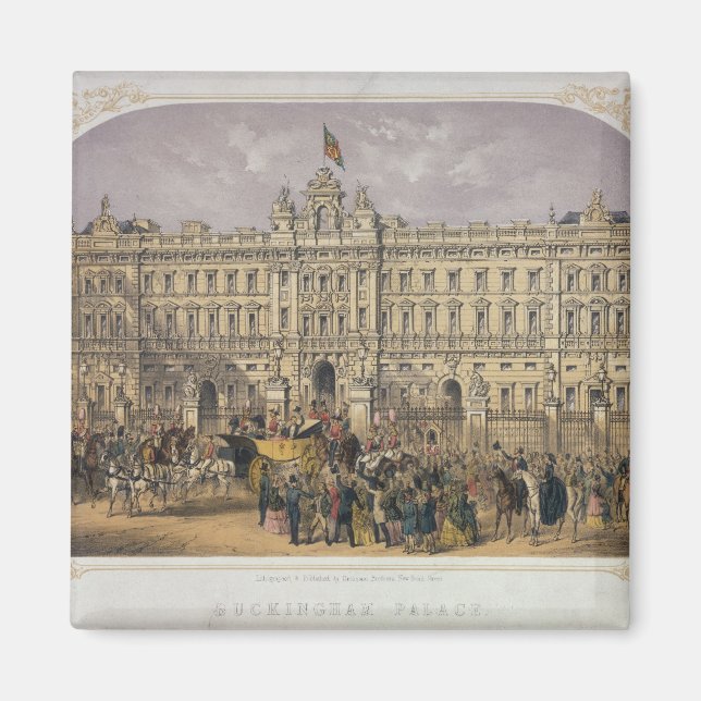 Imán Vista del Palacio de Buckingham con una multitud a (Frente)
