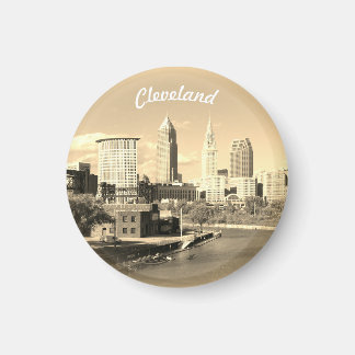 Imán Vista del río sepia soleado Cleveland