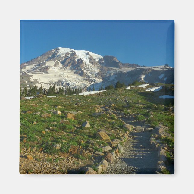 Imán Vista del sendero Skyline del Monte Rainier (Frente)