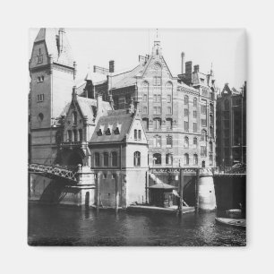 Imán Vista del Speicherstadt Hamburgo, c.1910