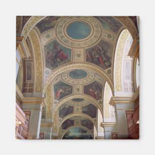 Imán Vista del techo coffered de la biblioteca con s