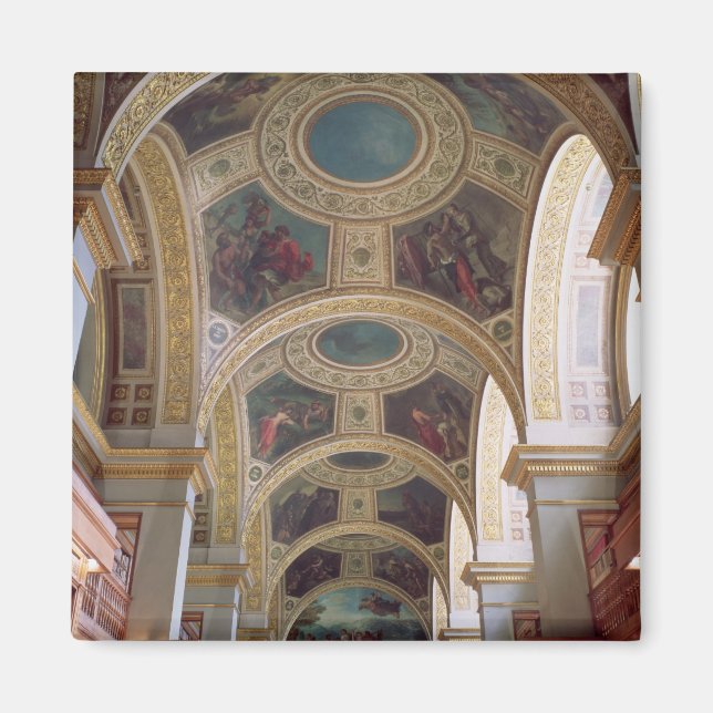 Imán Vista del techo de la biblioteca con dorados (Frente)