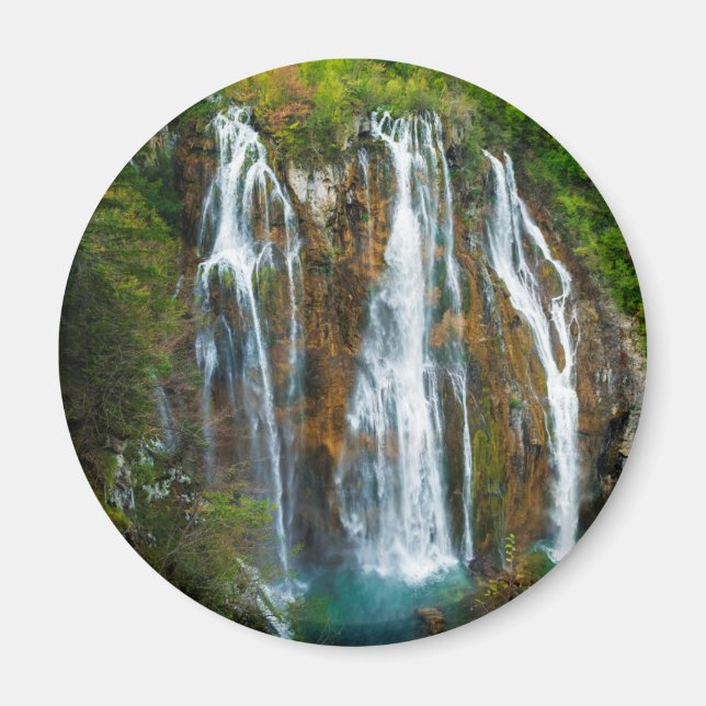 Imán Vista elevada de cascada, Croacia (Frente)