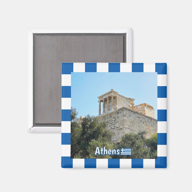 Imán Vista exterior de la Acrópolis en Atenas, Grecia (Anverso/Reverso)