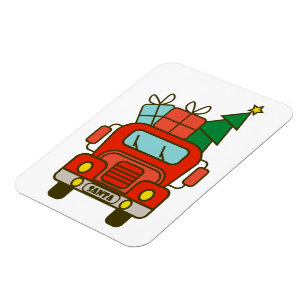 Imán Vista frontal del camión Santa Feliz Navidad