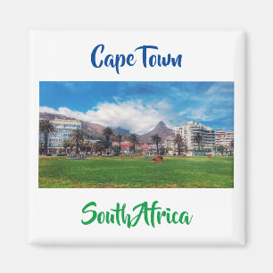 Imán Vista frontal del león en el Sea Point de Ciudad d