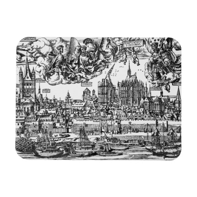 Imán Vista general de Colonia, 1531 (grabado) (de w/w p (Horizontal)