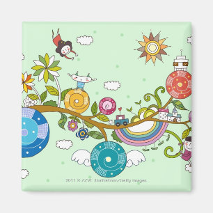 Imán Vista lateral de los niños que juegan en rama de