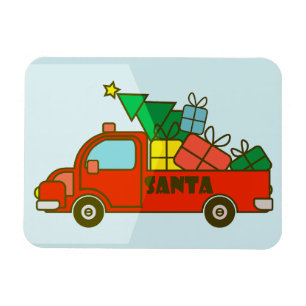 Imán Vista lateral del camión Santa Feliz Navidad