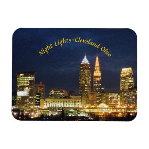 Imán Vista nocturna Cleveland OH Magnet