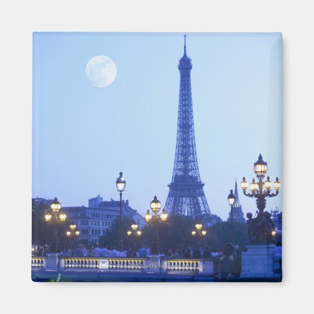 Imán Vista nocturna de la Torre Eiffel (Frente)