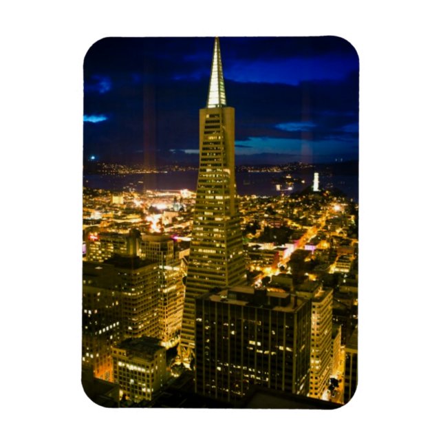 Imán Vista nocturna de San Francisco. (Vertical)