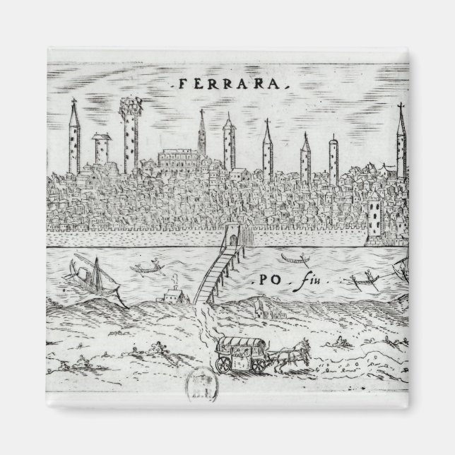 Imán Vista panorámica de Ferrara (Frente)