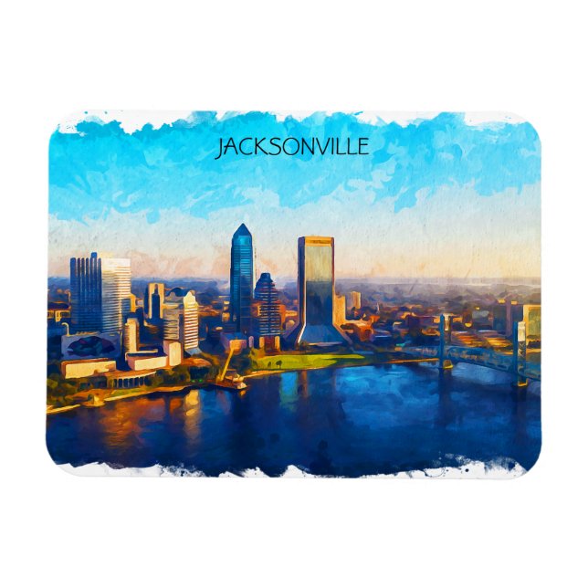 Imán Vista panorámica de Jacksonville Florida (Horizontal)