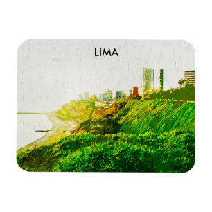 Imán Vista panorámica de la acuarela de Lima Perú