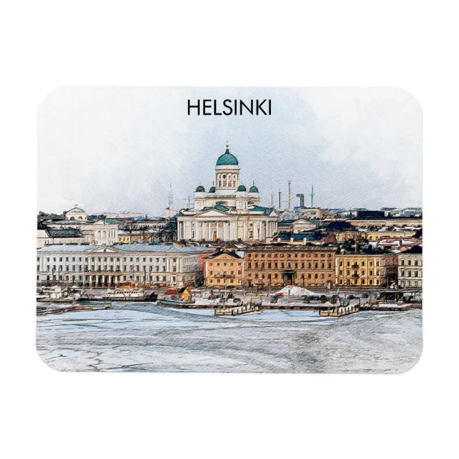 Imán Vista panorámica de la ciudad de Finlandia en Hels (Horizontal)