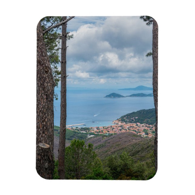 Imán Vista panorámica de la zona de Marciana, Elba (Vertical)