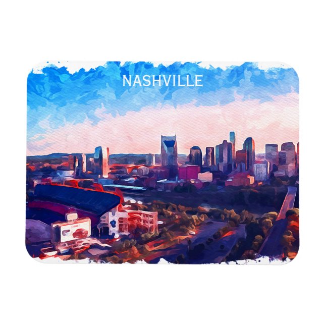 Imán Vista panorámica de Nashville Tennessee (Horizontal)