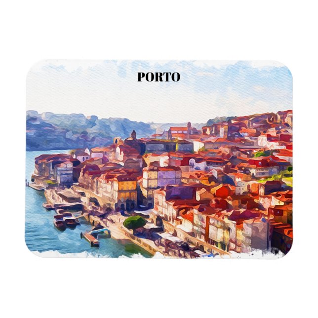 Imán Vista panorámica de Porto Portugal (Horizontal)