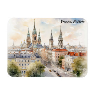Imán Vista panorámica de Viena Austria Pintura acuarela