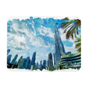 Imán Vista panorámica del Burj Khalifa de Dubai