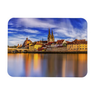 Imán Vista panorámica del río Regensburg