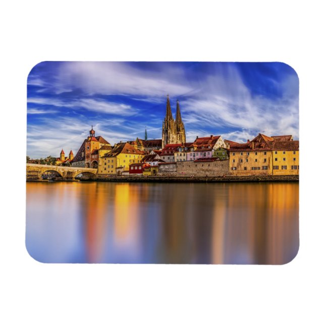 Imán Vista panorámica del río Regensburg (Horizontal)
