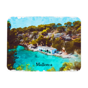 Imán Vista panorámica en acuarela de Mallorca España