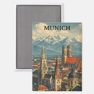 Imán Vista panorámica vintage de Múnich Alemania Viajes