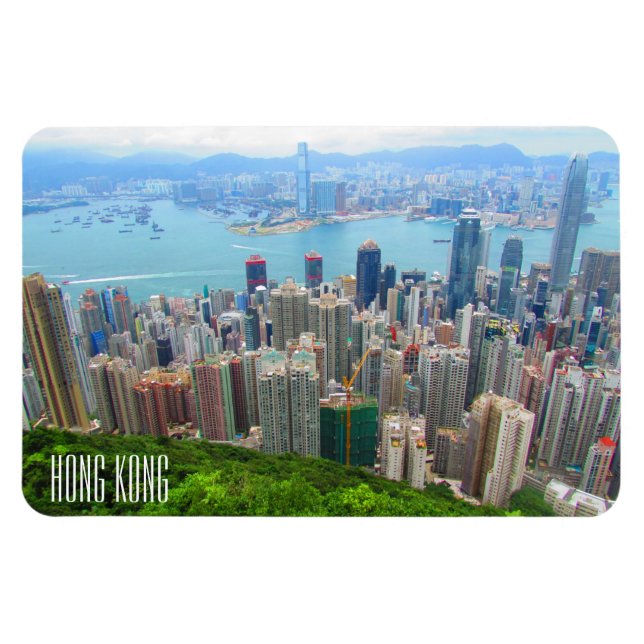 Imán vista pico de hong kong (Horizontal)