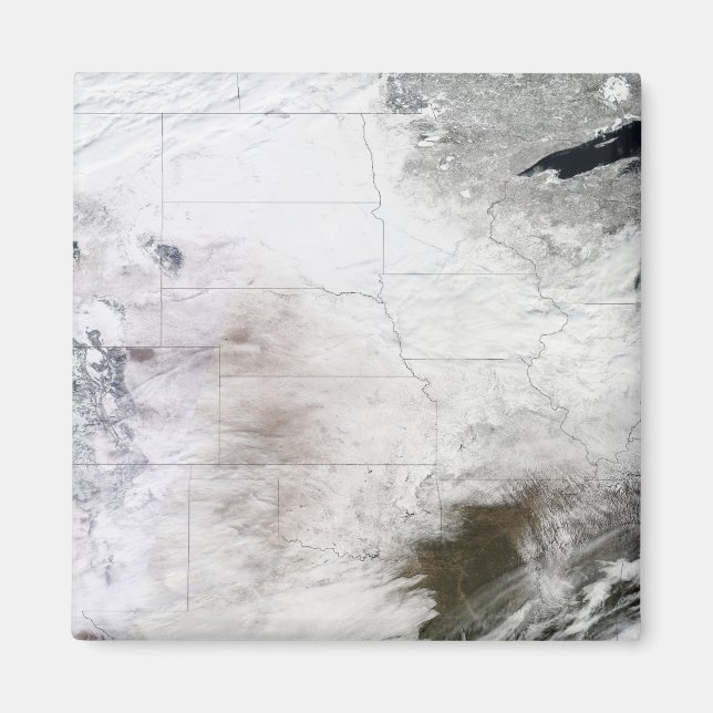 Imán Vista satelital de una enorme tormenta de invierno (Frente)
